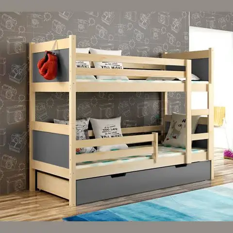 Litera doble de madera con cajón inferior para niños