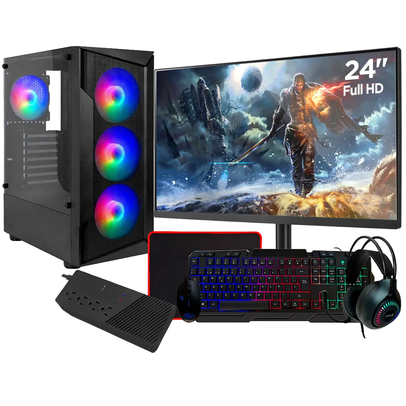 Combo Gamer Completo PC RGB + Monitor 24" Full HD + Periféricos