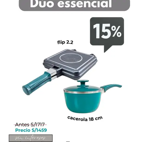 Set Cocina: Sartén Doble Flip 2.2 y Cacerola 18cm con Tapa
